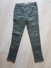 Zara Jeans Gr 140 verstellbarer Gummizug schmale Passform olivgrün Biker Style