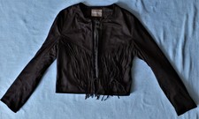 Dunkelbraune Damen-Jacke - Wildleder-Optik - Gr 42 - ORSAY - tolle lange Fransen