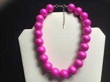Damen Dicker hell Hot Pink Perlen Halsband Halskette