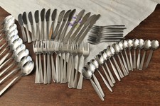 1 x Konvolut 58 Stück Besteck Set 2 kg Rest Vintage Messer Gabel gebraucht alt l