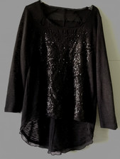 ganz schicker schwarzer Tredy Damen Pullover mit Pailletten Gr. 44 &Überraschung