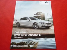 BMW 6er F06 Gran Coupe 640i 650i 640d Preisliste Pricelist von 2015