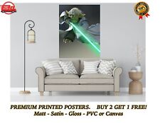 Yoda STAR WARS LIGHT SABRE Movie Poster Kunstdruck Geschenk a0 a1 a2 a3 a4 Maxi