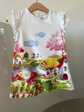 Mayoral Mädchen Kleid Sommerkleidchen Gr. 86/92 cm 24 Monate weiß bedruckt