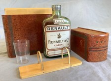 Vintage 1950er Jahre Leder Holz versteckte Flasche & Glas Buchbox DE LA COUPE AUX LEVRES
