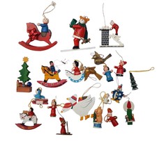 Konvolut 21 Vintage Retro Holz handbemalt deutsche Weihnachtsbaumschmuck
