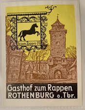 Alter Hotel-/Kofferaufkleber , luggage label , Gasthof z. Rappen , Rothenburg