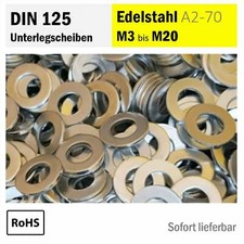 Unterlegscheiben Edelstahl M3 bis M20 DIN 125 U Scheiben - Menge 5 bis 100