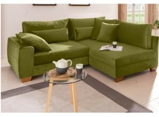 Tolles Sofa Ecksofa grün + 7 Kissen Ottomane rechts - Sehr guter Zustand 