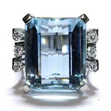 Ring Weißgold Aquamarin 23ct.-0,36ct.Diam.- Gutachten! - 750/18K Gr.58/18,5mm