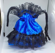 Pompadour Beutel Beutelchen Tasche Handtasche Samt Spitze Vintage neu, blau