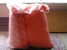 Sitzsack  Stoffbezug orange rechteckig 180 x 140 cm befüllt neuwertig