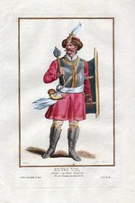 1779 Peter Orseolo Hungary Ungarn king Portrait costumes antique print Duflos
