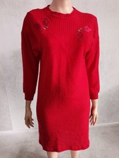 Schönes Strickkleid langer Pullover rot real vintage 80er Gr.42/44