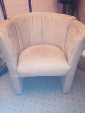 Cocktail Sessel Stuhl in beige Microfaser Velour nur Deco