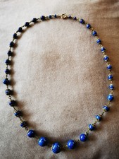 Original Jugendstil Kette, Lapislazuli Kugeln älter als 100 Jahre. 