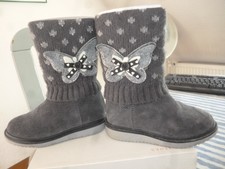 Geox Stiefel Gr.24 grau Leder mit Glitzer Schmetterling & Sternchen wie NEU !