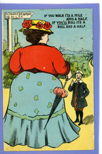 SUPER FRÜHE 1909 FETTE LADY ZUGANG ODER ROLLE!! CHEEKY BOY COMIC HUMOR POSTKARTE