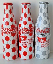 3 Coca Cola Aluminium Flaschen Deutschland/Schweiz Koks & light Coke 2008 Euro