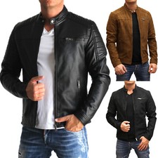 Jack & Jones Herren Lederjacke PU Schwarze Jacke Kunstleder Biker S M L XL XXL