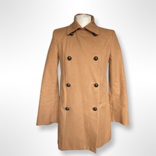 Zara braun Mantel Baumwolle doppelt Brust Trench Medium Camel Braun Damen Lange