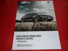 BMW 6er F06 Gran Coupe 640i 650i 640d Preisliste Pricelist von 2012