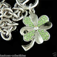 4 Kleeblatt mit Swarovski Kristall st Patricks Tag Kleeblatt Glück Armband