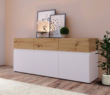 Lowboard Wohnzimmerunterschrank 135x40x59cm weiß Artisan Eiche grifflos 81004232