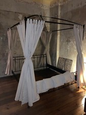 3in1 Metall Doppel Himmelbett , 180x200 cm , Handgeschmiedet , 16 Vorhänge , Top