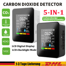 5IN1 CO2 Messgerät LCD Digital Kohlenmonoxidmelder Detektor Kunststoff mit USB
