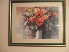 Großes Gemälde signiert Blumenmotiv