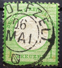 DR Brustschild 1 Kreuzer grün Mi.Nr. 7 gestempelt - Vollstempel Radolfzell
