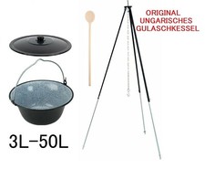 Ungarischer Gulaschkessel 3-50L Emaillie,Optional mit Deckel, Dreibein,Set