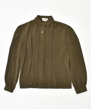 Reportage Damen Smoking Shirt Bluse It 44 Medium Khaki Seide Vintage of09