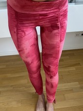 wNeu Asics Yoga Fitness Tights Pink Tie Dye Batik Raffung S/36 Sport Hose Damen