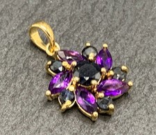 Saphir Anhänger Amethyst & Saphir   925er Silber