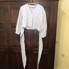 Damen Kurz Bluse 34 ~ H & M ~ Langarm ~ 100 % Baumwolle