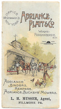 Viktorianische Karte Adriance Platt & Co Schnitter Mäher Pferde Poughkeepsie New York