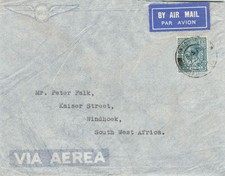 UK Great Britain Mi 139/164 EF London 1927 Air Mail Windhoek South West Africa 