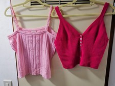 2x crop top 44 gehäkelt gestrickt Maße beachten 