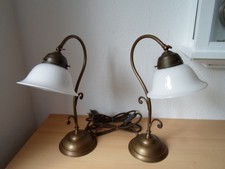 2 alte Tischlampe Messing mit Milchglas Schirm  Gelenktisch Lampe
