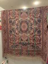 Wandbehang Wandteppich Teppich  Kilim Kelim  Antik Vintage Blumen mit Fransen