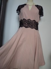 " LINDY BOP "  EDLES  KLEID GR 38 BLAU BUNT  STRETCH  50er STIL  NEUWERTIG