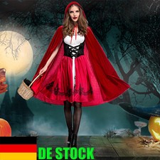 DHL Erwachsene Damen Rotkäppchen Cosplay Kleid Cape Halloween Fancy Party Kostüm