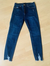 Shein Damen Mom Karotten Highwaist Jeans Stretchig Blau Risse Gr. L 40