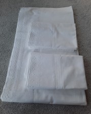 Weiß Broderie Anglaise Doppelbettgröße Laken und zwei Kissenbezüge 