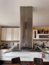 Dunstabzugshaube Edelstahl / Glas 90er Inselhaube Ariapura Abluft LED f. Hue etc