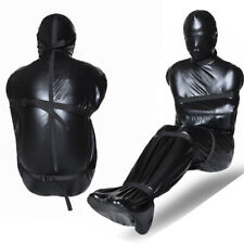 Bondage PU-Leder Schwarzer Full Body Sack Bodysuit Fesselsack Schwitzanzug BDSM