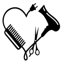 Friseur Stylist Schere Kamm Fön Herz geformt Vinyl Decal Aufkleber