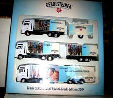 (26-R) 3 LKW, Gerolsteiner Sprudel, in Geschenkverpackung, H0 Konvolut